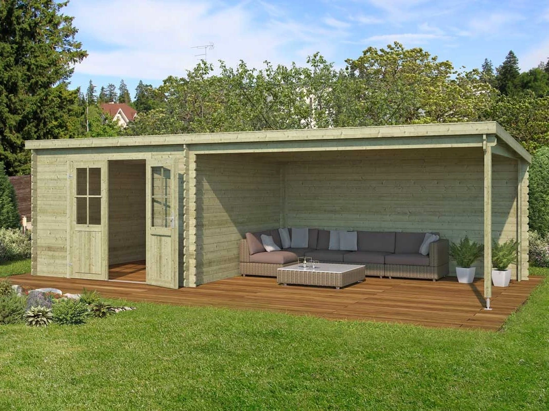 Outdoor Life Blokhut St. Louis Groen Geïmpregneerd 701 x 319 cm - Afbeelding 4